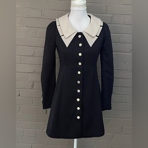 Black double collar button down dress / jacket  L ( runs small)